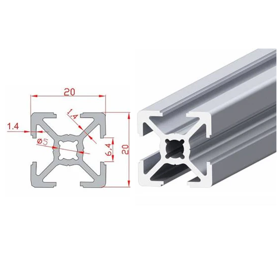 20X20 S6 Aliuminis profilis 0,1-0,2m.