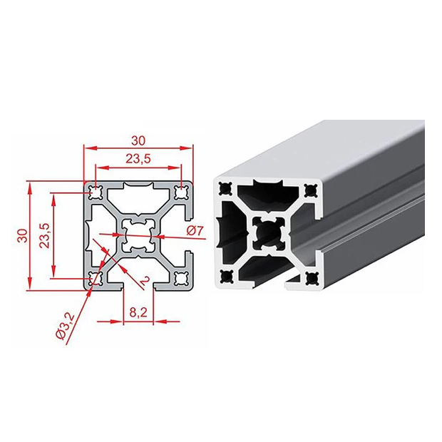 30X30 S8 Aliuminis profilis uždaras