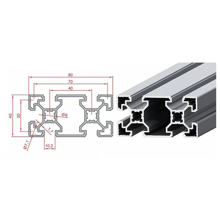 40X80 S10 Aliuminis profilis lengvas