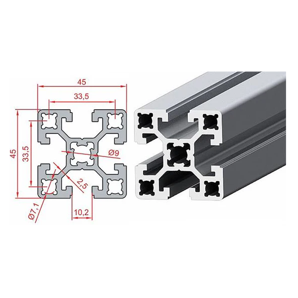 45X45 S10 Aliuminis profilis sustiprintas