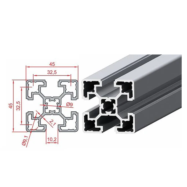 45X45 S10 Aliuminis profilis lengvas