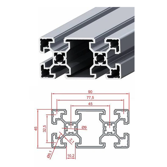 45X90 S10 Aliuminis profilis lengvas