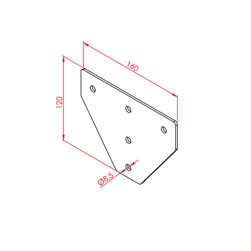 Trijų krypčių jungties plokštė 45x45