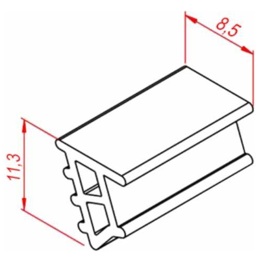 Stiklo sandarikliai 30-30, 8 mm grioveliui, raudoni, 1 m