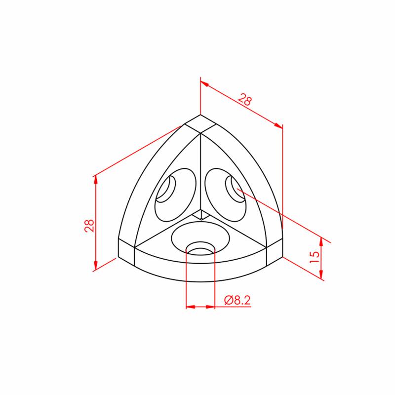 Sferinė kampinė jungtis 30x30