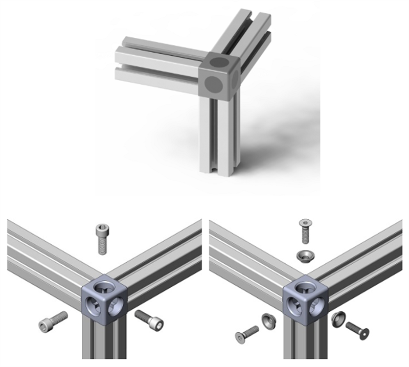S8-10 kubinė kampinė jungtis 40x40