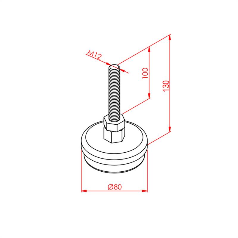 Metalinė chromuota koja M12