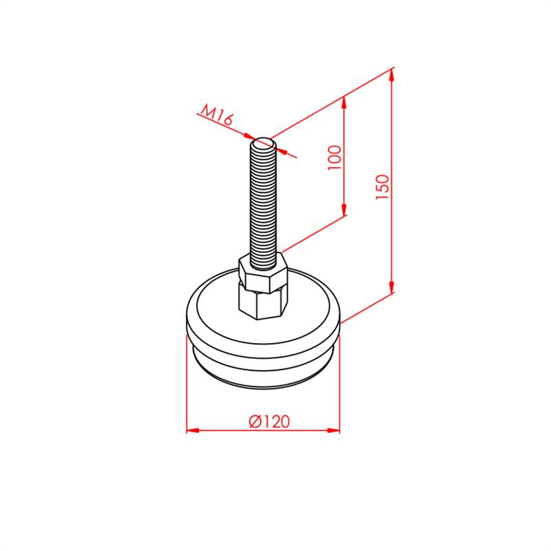 Metalinė chromuota koja M16