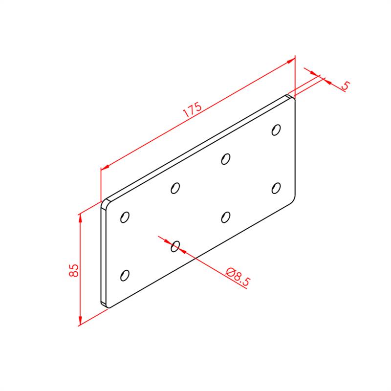 Plokščia papildoma jungiamoji plokštė 45x90 S10