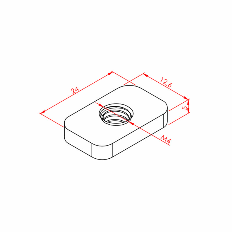 Rectangular Nut M4 slot 8