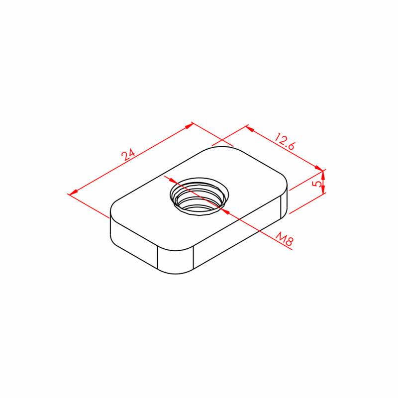 Rectangular Nut M8 slot 8