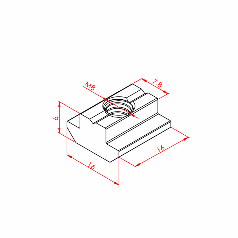 T griovelio veržlė Slot 8 M8