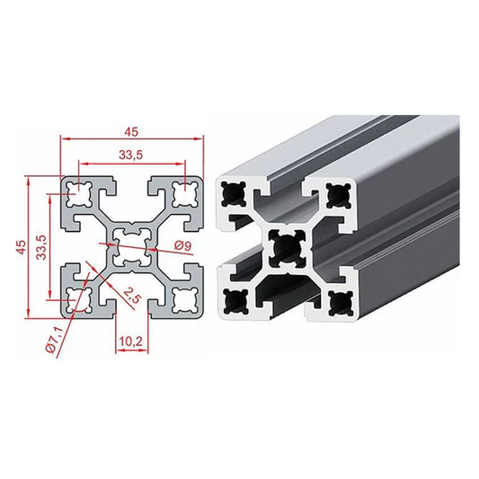 45X45 S10 Aliuminis profilis sustiprintas 0,5m.