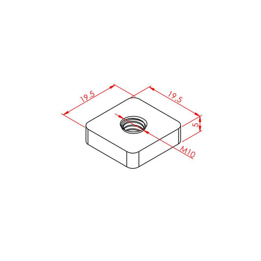 Square Nut M10 slot10