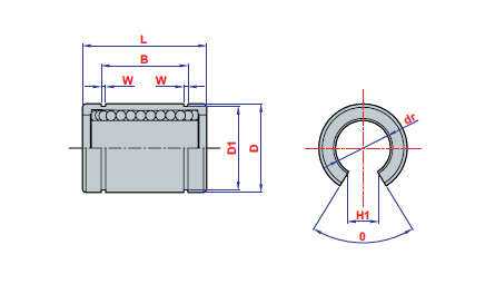LME 12 UU-OP open linear bearing, 1 pc.