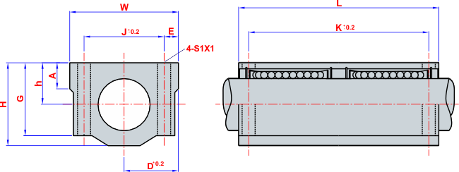 SCE 16 LUU linear bearing, closed, long, 1 pc.